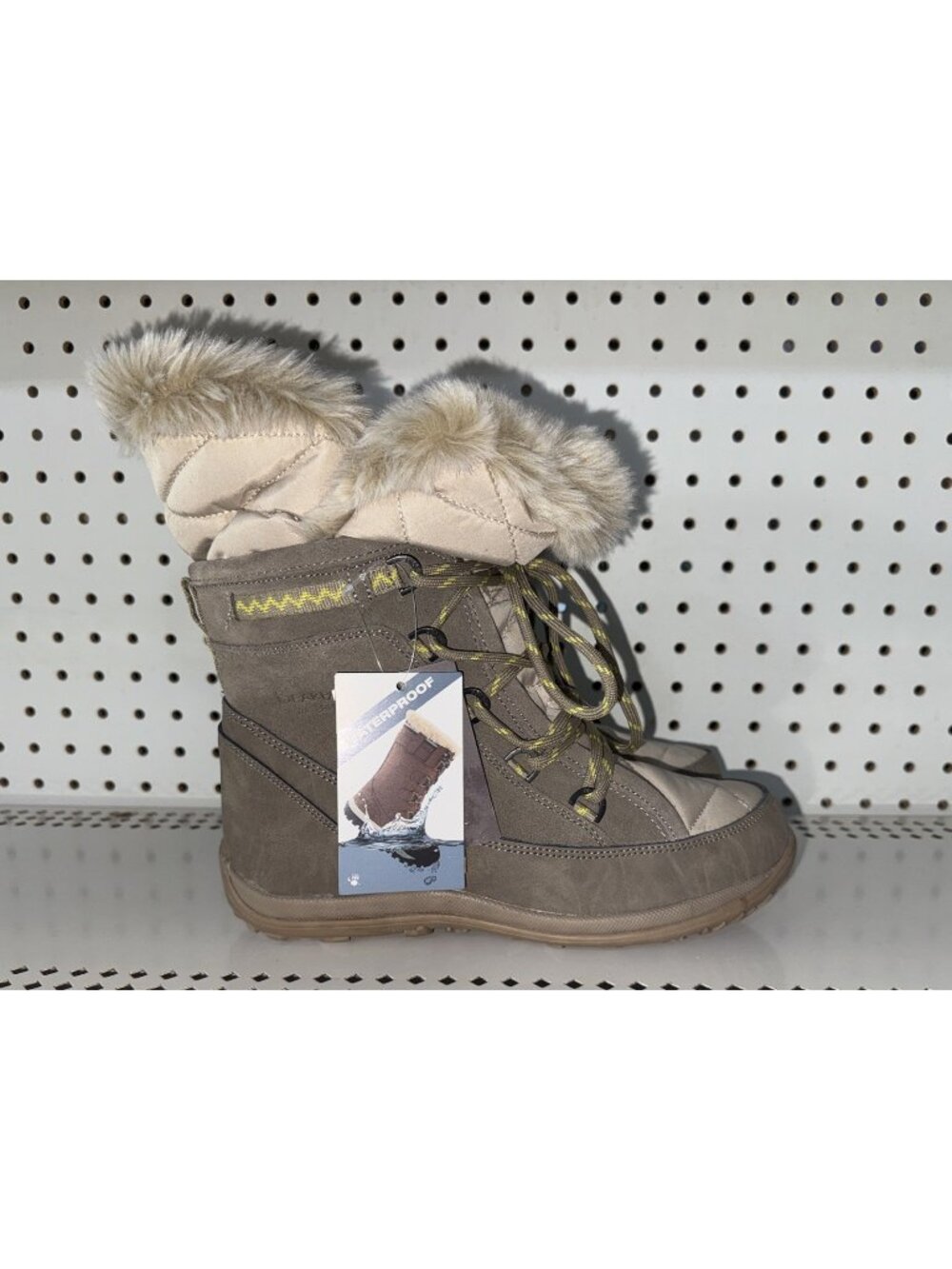 Bearpaw Whitney Womens Faux Fur Lined Waterproof Winter Snow Boots Size 8 Cream